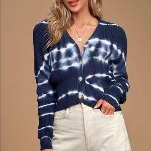 Tye dye blue knit cardigan